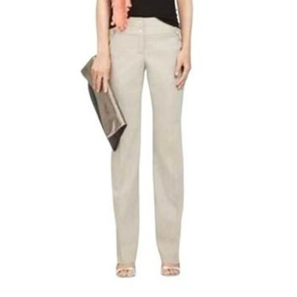 NWT Elie Tahari Beige Stretch Linen Blend Etta Pant Size 14